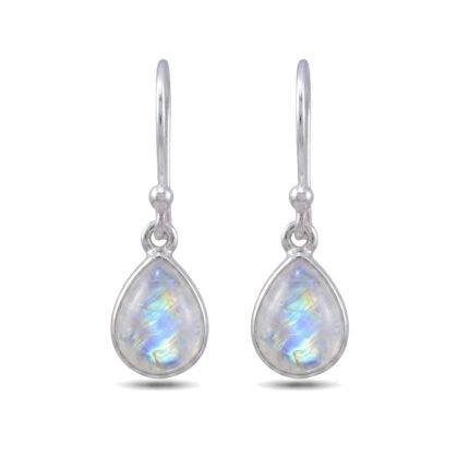 WHITE RAINBOW MOONSTONE EARRING