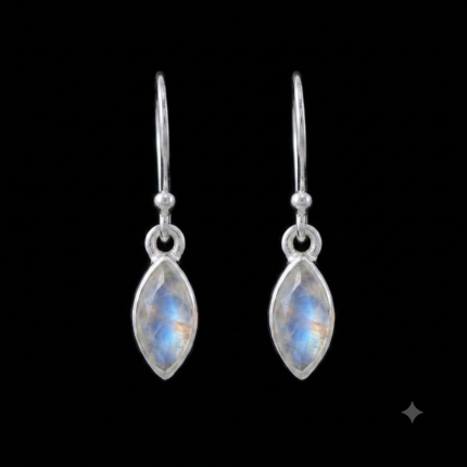 WHITE RAINBOW  MOONSTONE FACETED EARRING